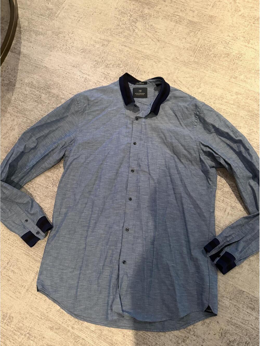 Men’s Scotch & Soda Blue Chambray Button Down Navy Color XXL
